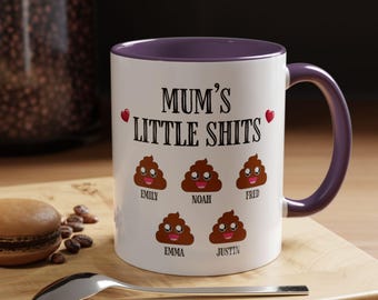 Tazza da caffè con nome personalizzato / Regalo per lei / Regalo unico per la festa della mamma / Tazza con emoji di cacca / Tazza con la piccola merda della mamma / Regalo divertente per la mamma / X0011