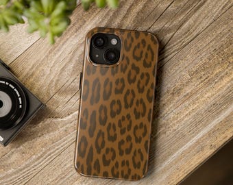 Custodia resistente per telefono con stampa leopardata, elegante custodia protettiva con stampa animalier per iPhone e Samsung, accessorio per telefono lucido e resistente, C003