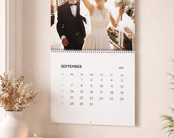 2026 Custom Photo Wall Calendar, Personalized Wedding Photo Calendar, Newlywed Engagement Anniversary Gift, Christmas Gift for Her, A001