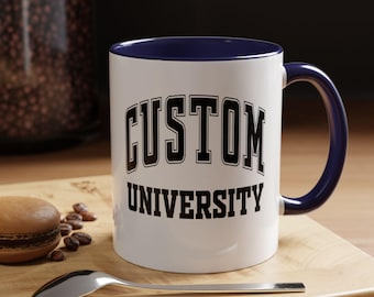 Custom University Mug, Personalized College Cup, Graduation Gift for Students Professors Alumni, School Spirit Campus Pride Mug, M0041