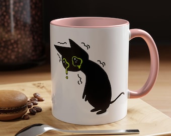 Crying Black Cat Mug, Spooky Coffee Cup, Gothic Aesthetic Gift, Halloween Cat Lover Mug, Horror Art Cup, Unique Cat Design, M0005