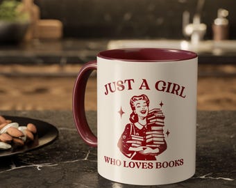 Tazza "Just A Girl Who Loves Books", regalo retrò per amanti dei libri, graziosa tazza da caffè per lettori, scrittori e bibliofili, tazza per topi di biblioteca, M0090
