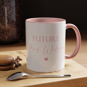 Gift for Future Mrs, Personalized Name & Date Mug, Engagement Gift for Fiancée, Custom Bridal Shower Mug, Unique Coffee Cup, M0056