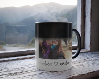 Tazza magica con foto personalizzata, tazza termosensibile personalizzata, regalo con foto che scompare, tazza da caffè che cambia colore, regalo di Natale unico, M0078