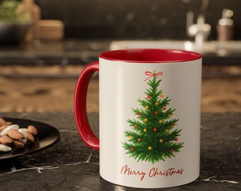 Christmas Tree Coffee Mug, Merry Christmas Cup, Holiday Gift Mug for Friends & Family, Cute Christmas Drinkware, Festive Winter Mug, M0098