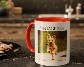 Vintage Custom Photo Mug, Personalized Picture Mug with Year, Retro Birthday Gift for Friend- Mom- Dad, Custom Coffee Cup, M0067