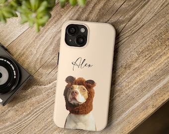 Custom Pet Photo Phone Case with Name, Personalized Dog Cat Case, Gift for Pet Lovers, Protective iPhone 16 15 14 & Samsung S24 Cover, C007