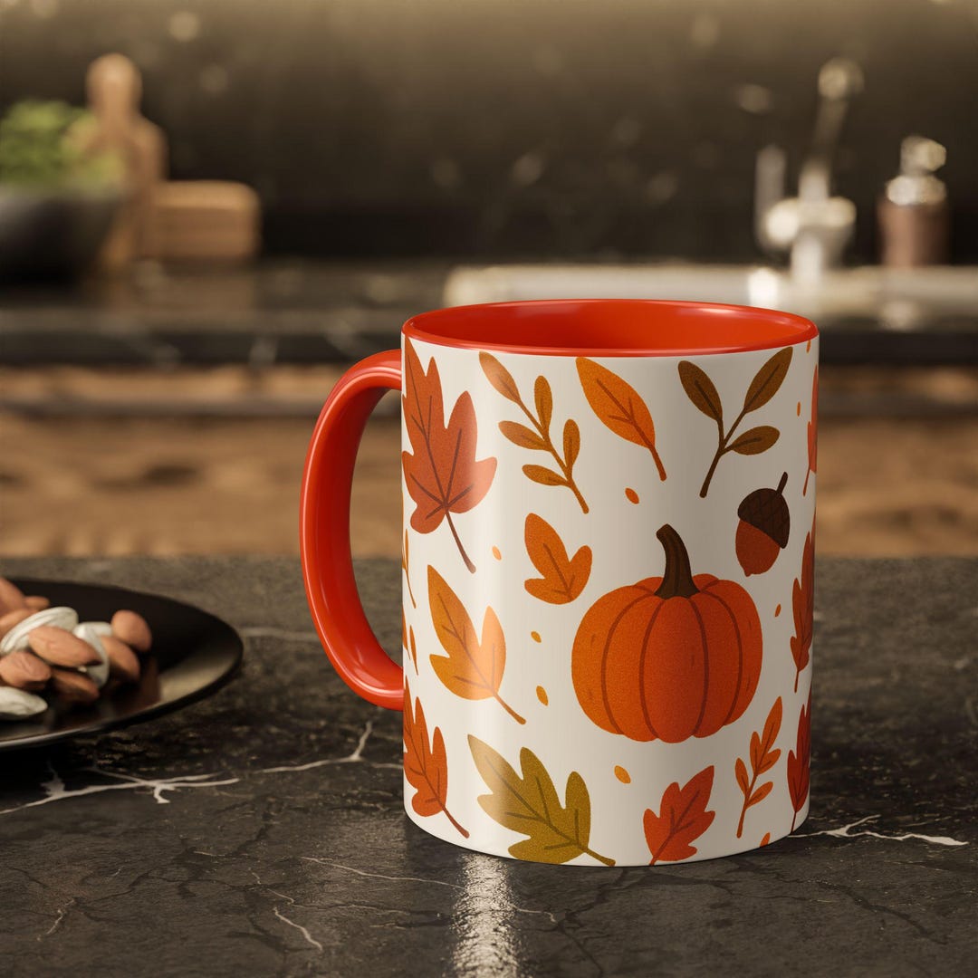 Fall Pumpkin Leaves Coffee Mug, Autumn Coffee Cup for Cozy Drinks ...