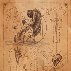 Dagon - Necronomicon page from Lovecraft&#39;s Cthulhu Mythos