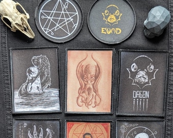 Lovecraft Cthulhu Necronomicon patch collection unique designs - Iron-On for battle vest or occult garb