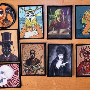 Occult, horror, Cryptkeeper, Lovecraft, Elvira, heavy metal patches - Iron-On