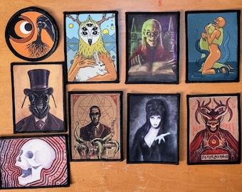 Occult, horror, Cryptkeeper, Lovecraft, Elvira, heavy metal patches - Iron-On