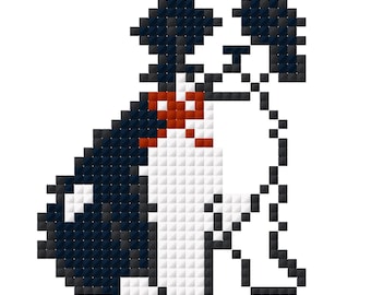 Plano de bordado de cachorro en blanco y negro