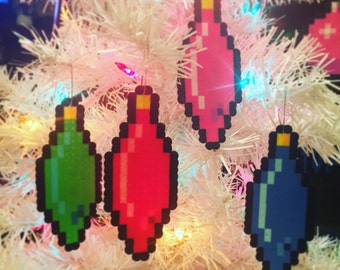 8-Bit Pixel Art Christmas Light Bulb Ornaments (set of 4)