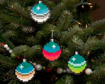 8-Bit Pixel Art Christmas Baubles (Set of 4)