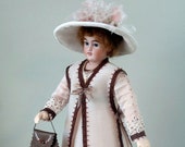 PARISIAN WALKING ENSEMBLE - 12 quot French Fashion doll clothing pattern for circa 1912 clothing, dress hat underclothing Downton Abbey era