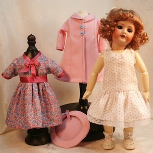 MILLE FLEURS Bleuette patterns for doll clothing - 1940s Dress, petticoat, Coat and Hat