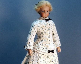 MORNING DRESS 1860s French Fashion doll clothing pattern  for 12 inch dolls