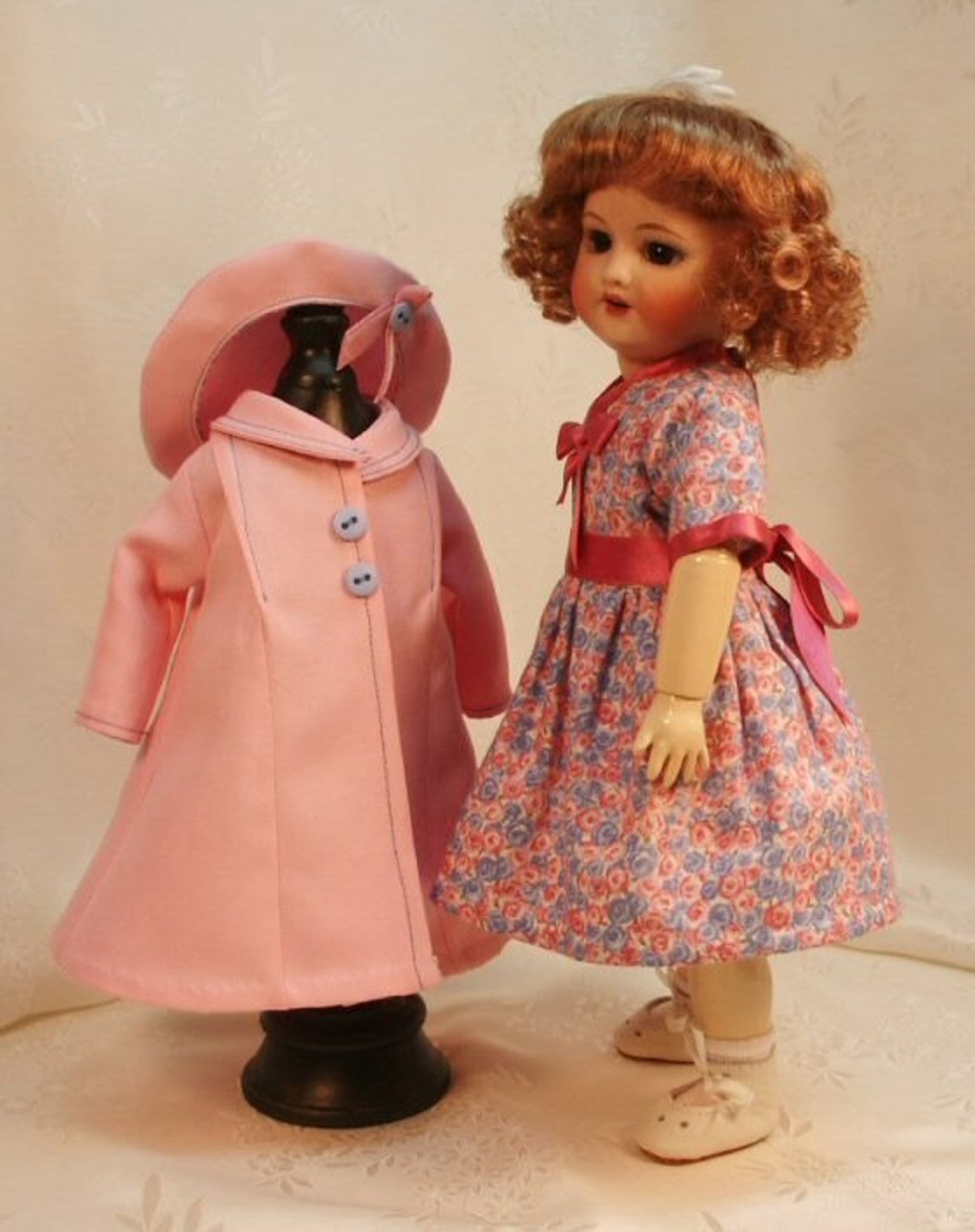 Robe Et Jupon Pour Poupée Ancienne Bleuette - 30-35 Cm - Années 1950 - France