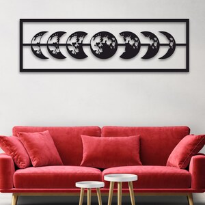 Metalen muurkunst maanfase | Metalen maanwanddecoratie | Hemelse muurkunst | Geometrische wandkleden | Metaaldecoratie voor thuis | Cadeaus voor astronomieliefhebbers