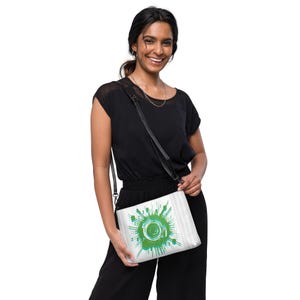 Bolso de hombro Splash Verde | Bolso bandolera de piel sintética | Bolso de mano con cremallera | Cartera para teléfono móvil | Festival Everyday