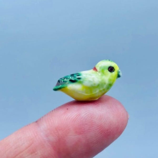 Miniature Ceramic Bird Parakeet Parrot Fairy Garden Gift