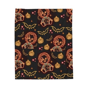 Chucky Spooky Plush Blanket - Cozy Halloween Decor, Trick or Treat, Fall Comfort, Gift for All Ages, Soft Throw for Movie Nights