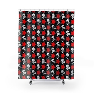 Edgy Skull and Star Shower Curtain, Gothic Bathroom Decor, Halloween Home Accessory, Unique Gift for Punk Rock Fans, Stylish [...]