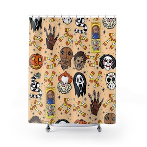 Halloween-Themed Shower Curtain, Spooky Bathroom Decor, Horror Movie Fan Gift, Unique Shower Accessory, Halloween Party