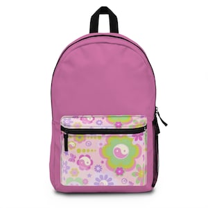Colorful Floral Backpack - Chic Backpack, Floral Bag, School Backpack, Trendy Daypack, Pink Backpack