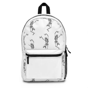 Skeleton Dance Backpack, Fun School Bag, Trendy Travel Backpack, Unique Gift for Teens, Halloween Accessory, Stylish Everyday Backpack