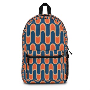 Retro Wavy Pattern Backpack | Trendy School Bag, Travel Backpack, Casual Daypack, Unique Gift Idea, Stylish Laptop Carrier