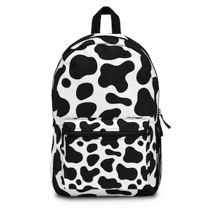 Cow Print Backpack, Trendy School Bag, Cute Travel Backpack, Stylish Daypack, Fun Tote for All Ages, Cow Pattern Rucksack