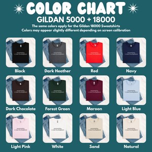 Gildan 5000 18000 Color Chart, T-Shirt and Sweatshirt Colors, Color Variants, Apparel Color Guide, Clothing Colors, Color Options