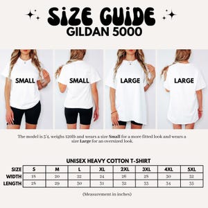 Size Guide Unisex Heavy Cotton T-shirt, Gildan 5000 Tee, Small to 5XL Shirt Measurements, Sizing Chart for Comfortable Fit