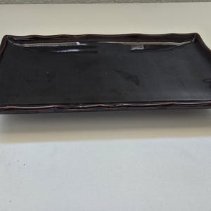 Plato rectangular de gres con esmalte Tenmoku vintage