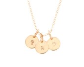 Rose gold filled 14ct Initial small disc necklace hand stamped with the alphabet or available symbol of your choice. Free postage