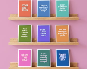 Motivational Quote Postcards Positive Affirmation Cards Encouragement Cards Printable Postcards Colorful Wall Art Thinking of You Gift PDF