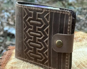 Cartera de bolsillo, cartera única para mujer, cartera de cuero suave, cartera de cuero, cartera pequeña para mujer, cartera de cuero azul, monedero en relieve