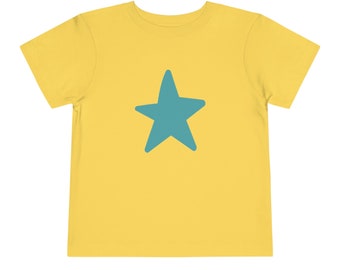 STERREN - Geel met Teal Star peuter T-shirt met korte mouwen