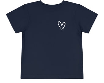 LOVE - Marineblauw peuter T-shirt met korte mouwen en wit hart