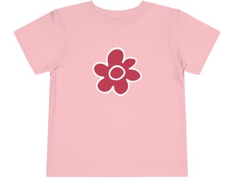 BLOOM - Roze peuter T-shirt met korte mouwen en magenta bloem