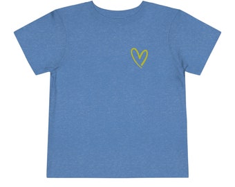 LOVE - Heideblauw peuter T-shirt met korte mouwen en geel hart