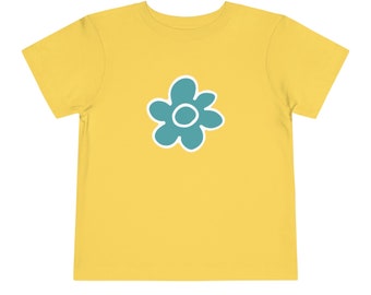 BLOOM - Yellow Toddler Short-Sleeve T-Shirt with Teal Flower