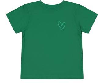 LOVE - Groen peuter T-shirt met korte mouwen en lichtgroen hart