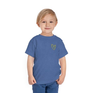 LOVE Heather Blue Toddler Short-Sleeve T-Shirt with Yellow Heart image 3