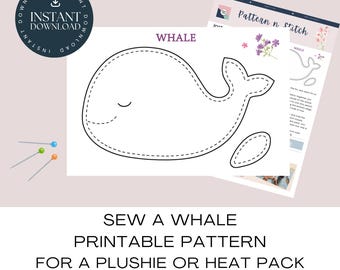 Whale Plushie Sewing Pattern: Easy DIY Project (Instant Download PDF)