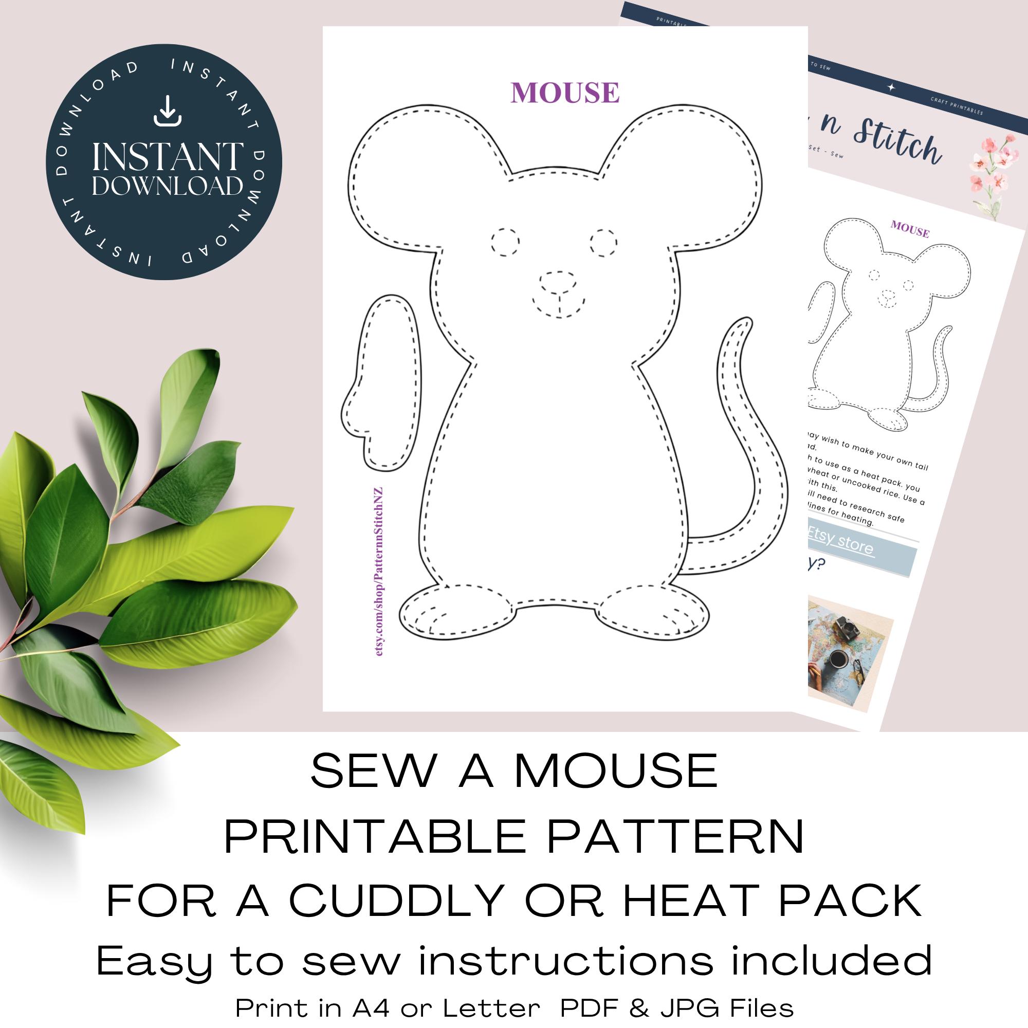Mouse Printable Pattern. Sew A Mouse Plushie / Heat Pack / Cuddly, Easy ...