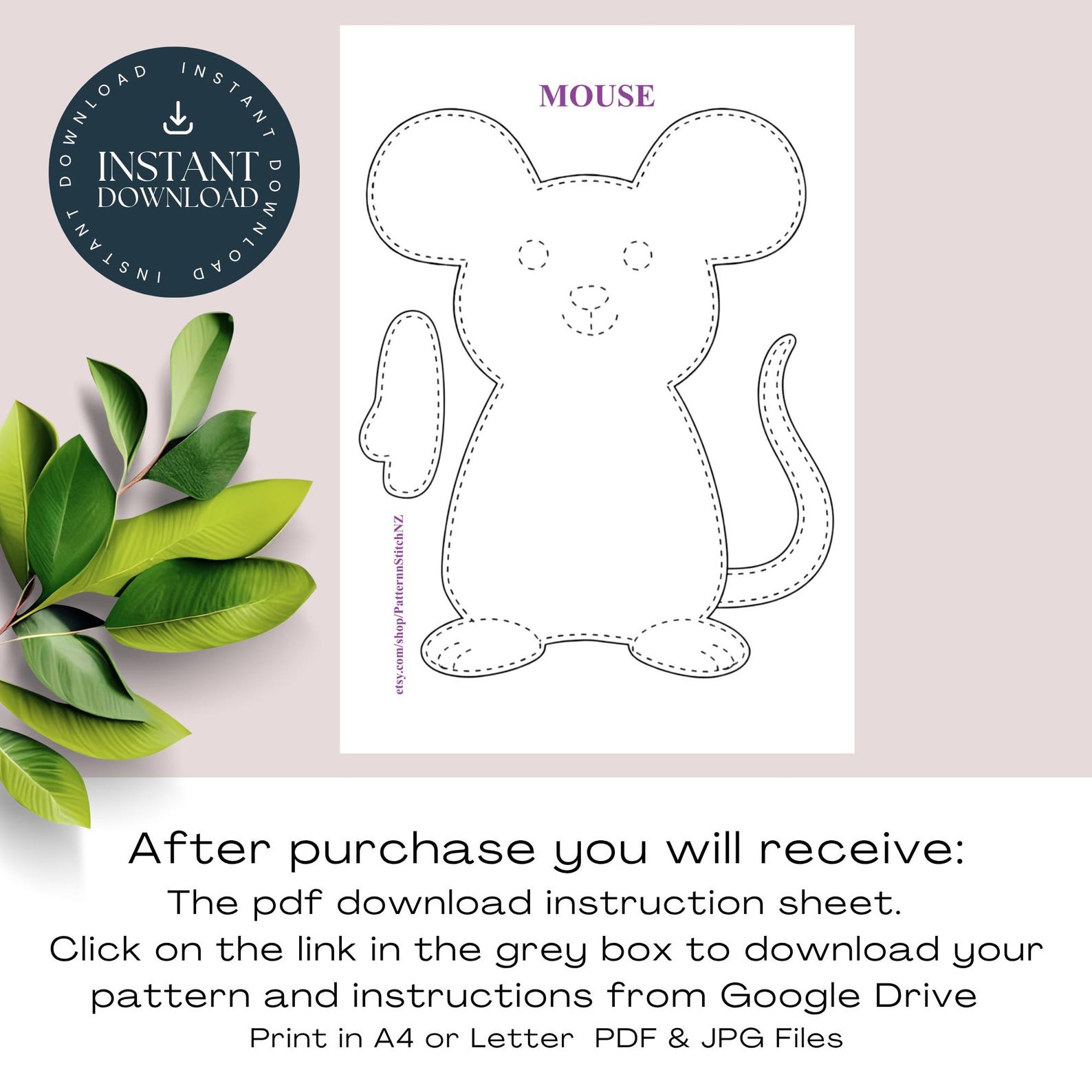 Mouse Printable Pattern. Sew A Mouse Plushie / Heat Pack / Cuddly, Easy ...