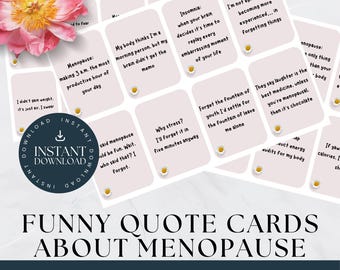 Tarjetas con frases divertidas sobre la menopausia: Afirmaciones diarias (PDF descargable)